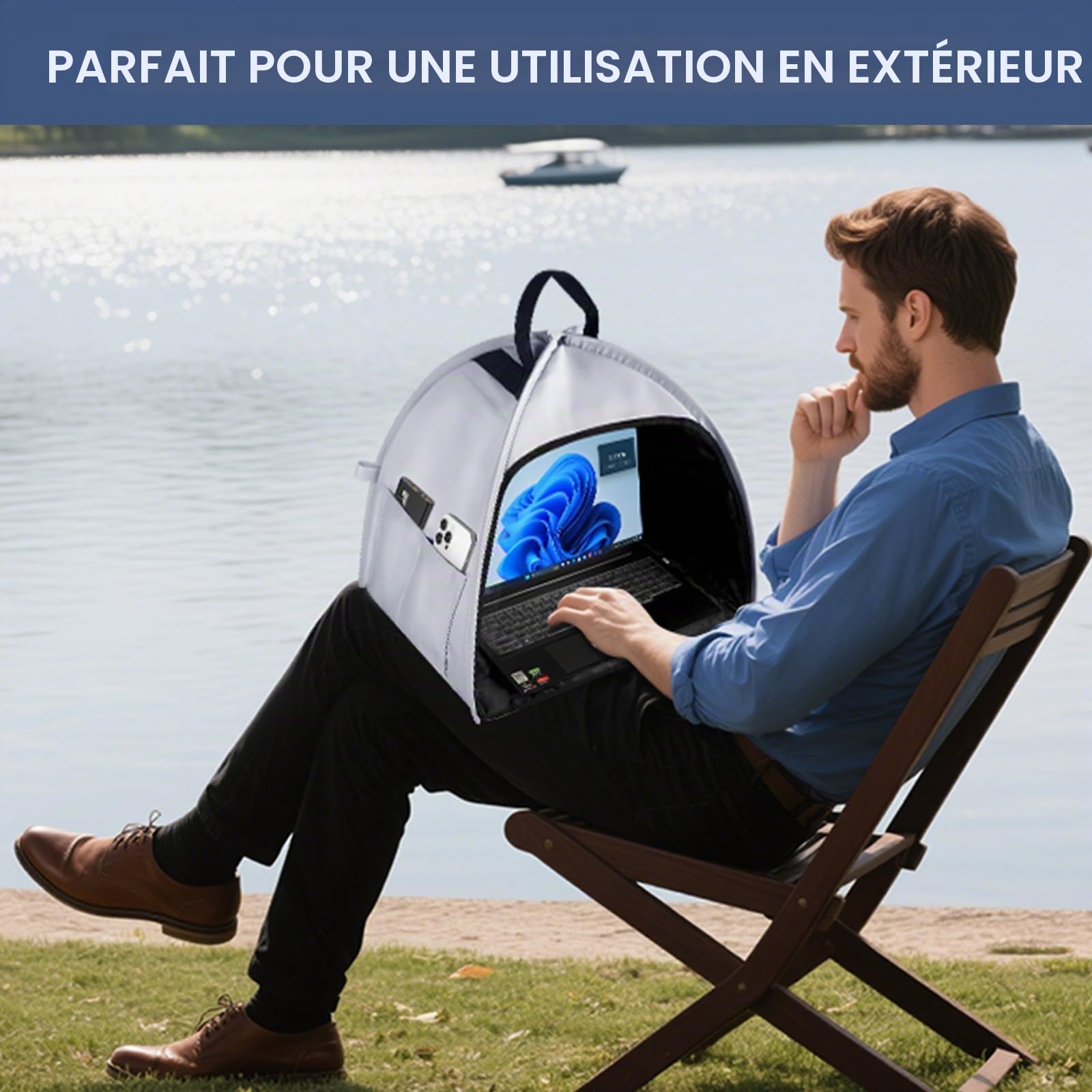 HoYiXi Universel Pare-Soleil pour Ordinateur Portable et Protection de la Vie privée Pliable pour,for Macbook/HP/Dell/Acer Les travaux de Plein air Peuvent être pliés Laptop Sun Shade,(patents) Gray