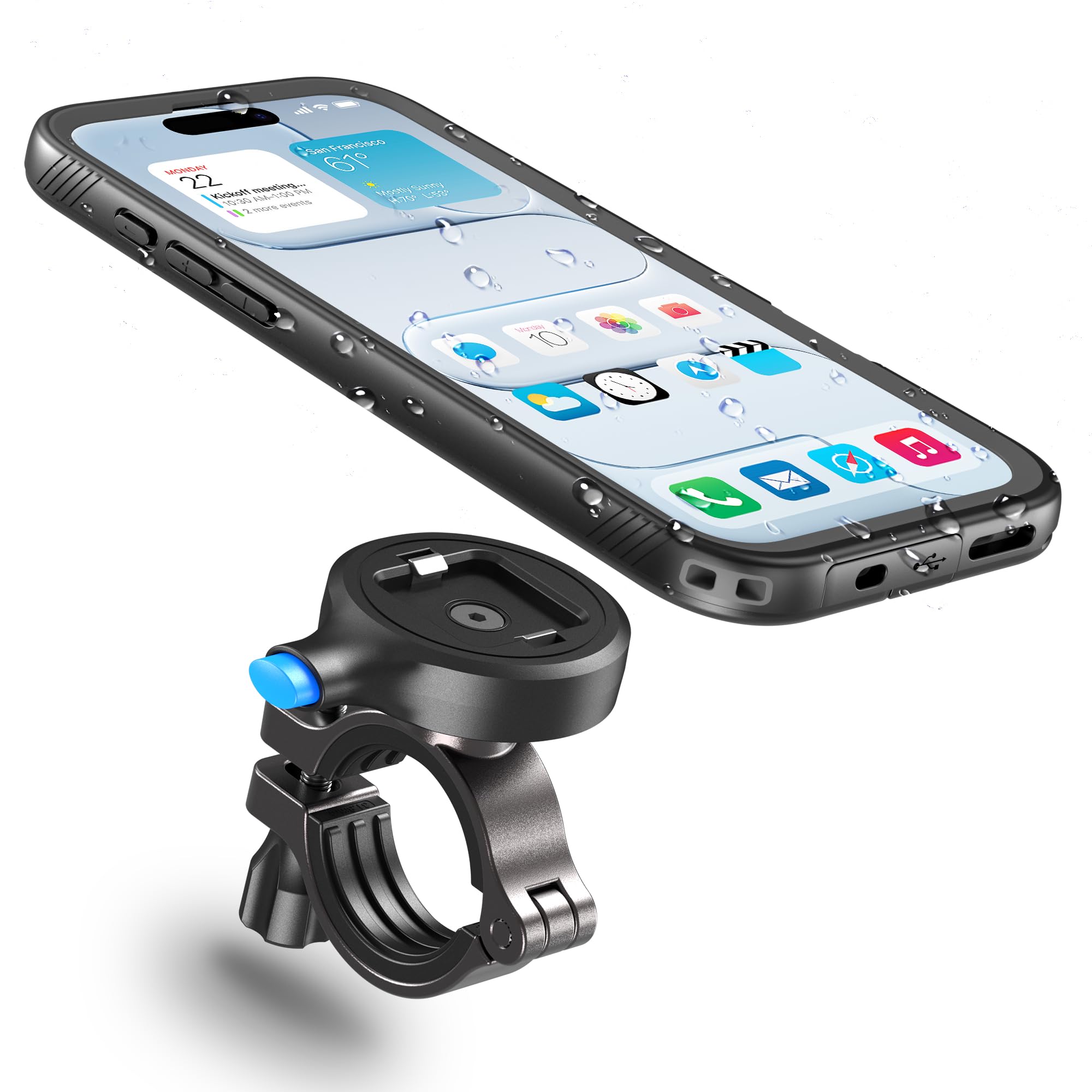 Cozycase Soporte Movil Bicicleta Moto para iPhone 15 Pro Max - Impermeable Antivibracion Suporte Telefono Manillar Mtb/Btt/Scooter/Patinete/Bici Electrica/Carretera/Motocicleta Metal Bike Phone Holder — view 18
