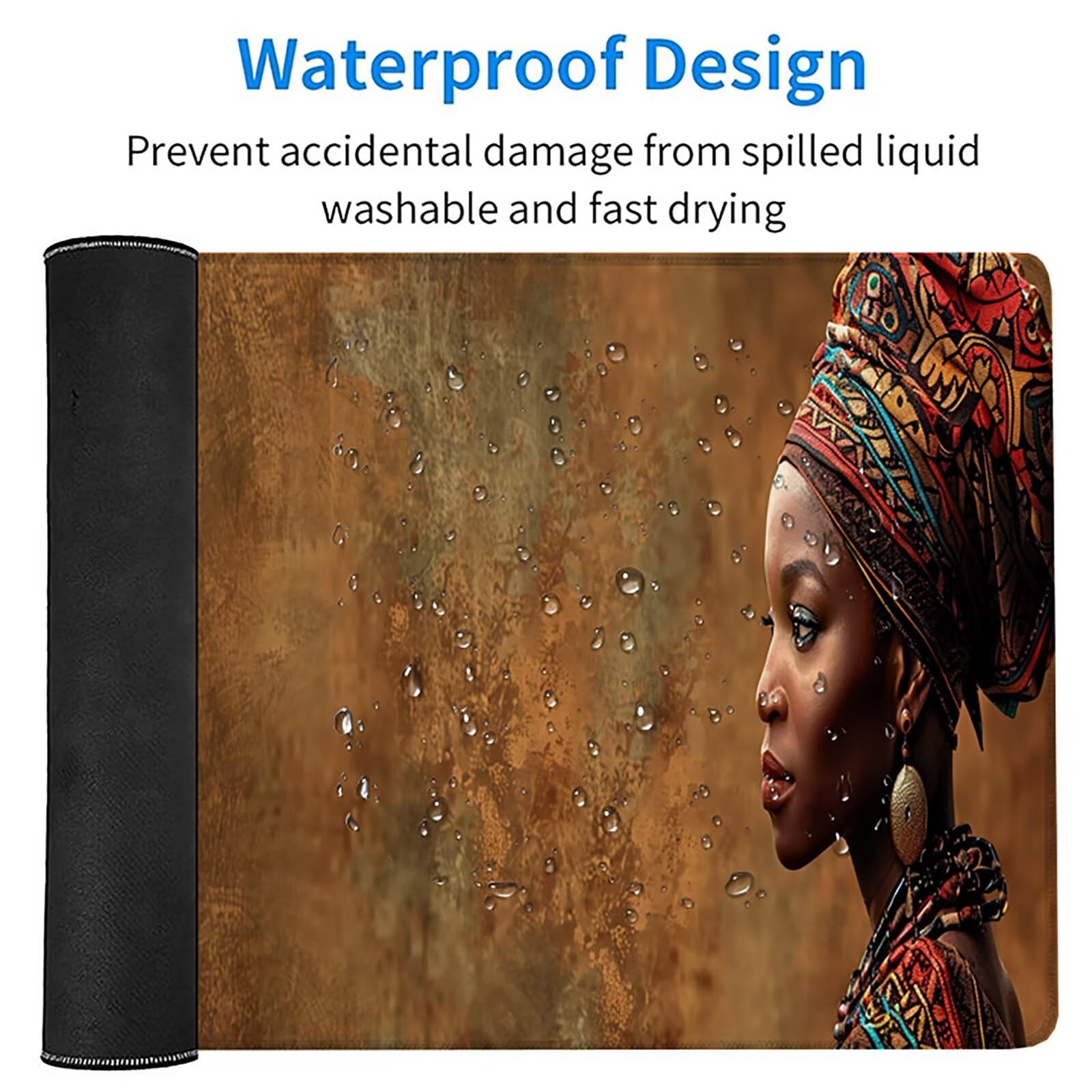 Negro Alfombrilla Ratón XXL 1600x800x3mm, Mujeres Africanas Mousepad H-7240 | Alfombrilla Ratón Gaming Mejora la Precisión y la Velocidad, Alfombrilla Escritorio para Jugadores de PC, Oficina