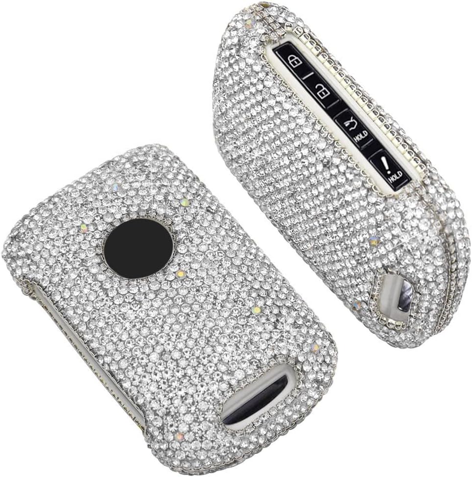 Key Fob Cover Compatible with Mazda 3 6 CX-30 CX-5 CX-9 CX-50 2019 2020 2021 2022 2023 Bling Automotive Accessories (Silver)