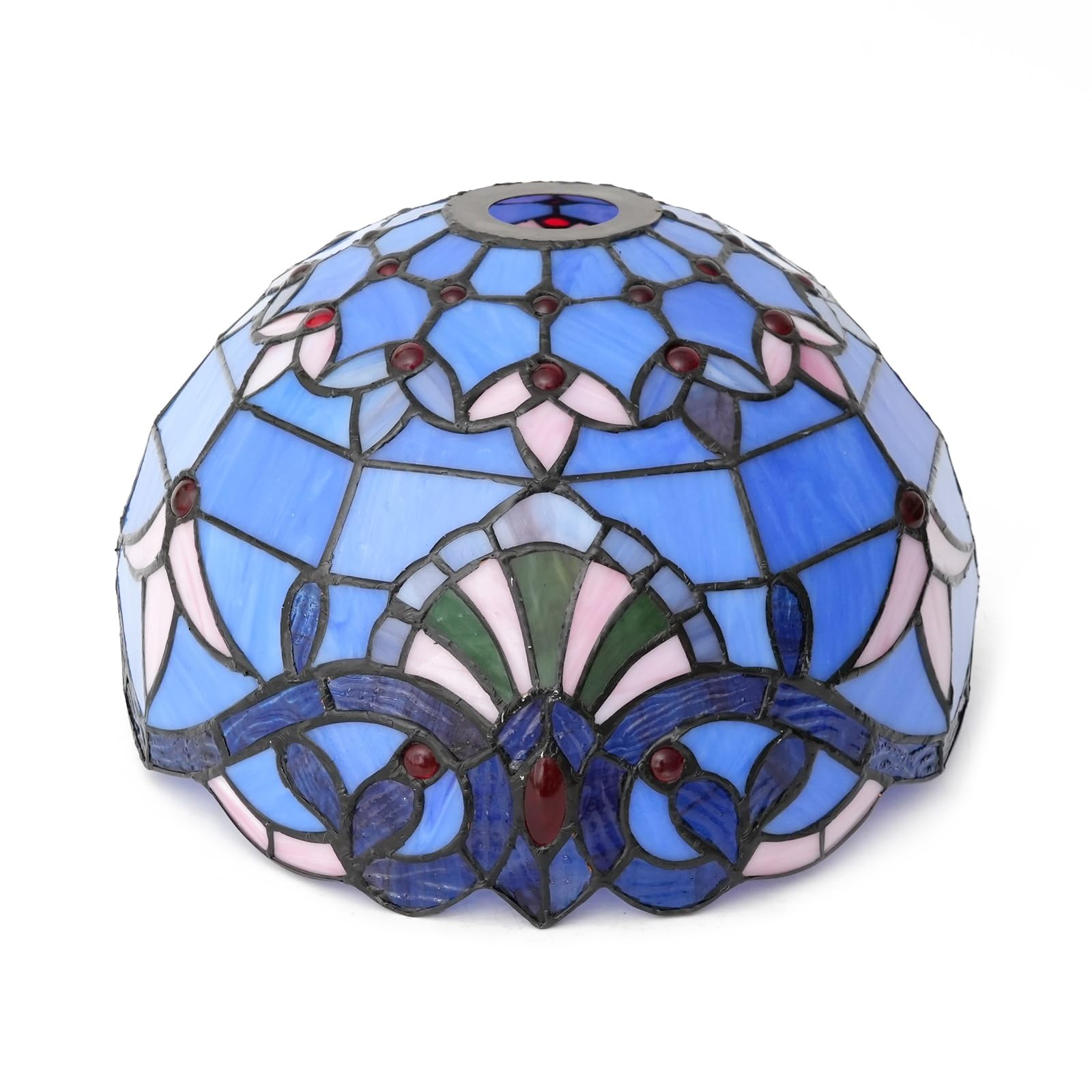 HJRegaFimu Shade Replacement 12" Blue Baroque Stained Glass Lamp Vintage Art Decor Large Opening Lampshades For Table Chandelier Light Wall Floor Lamps