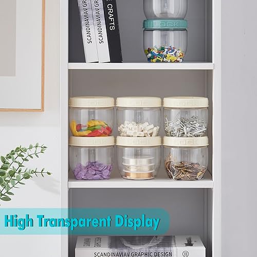 Miniatura 9 de Contenedores de almacenamiento con tapas, paquete de 6 recipientes de plástico transparente, tarros apilables y modulares, organizadores de piezas