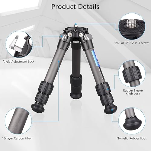Miniatura 3 de ARTCISE Trípode de fibra de carbono - Escritorio portátil compacto ligero para cámara DSLR videocámara, carga máxima de 22 libras22.0 lbs