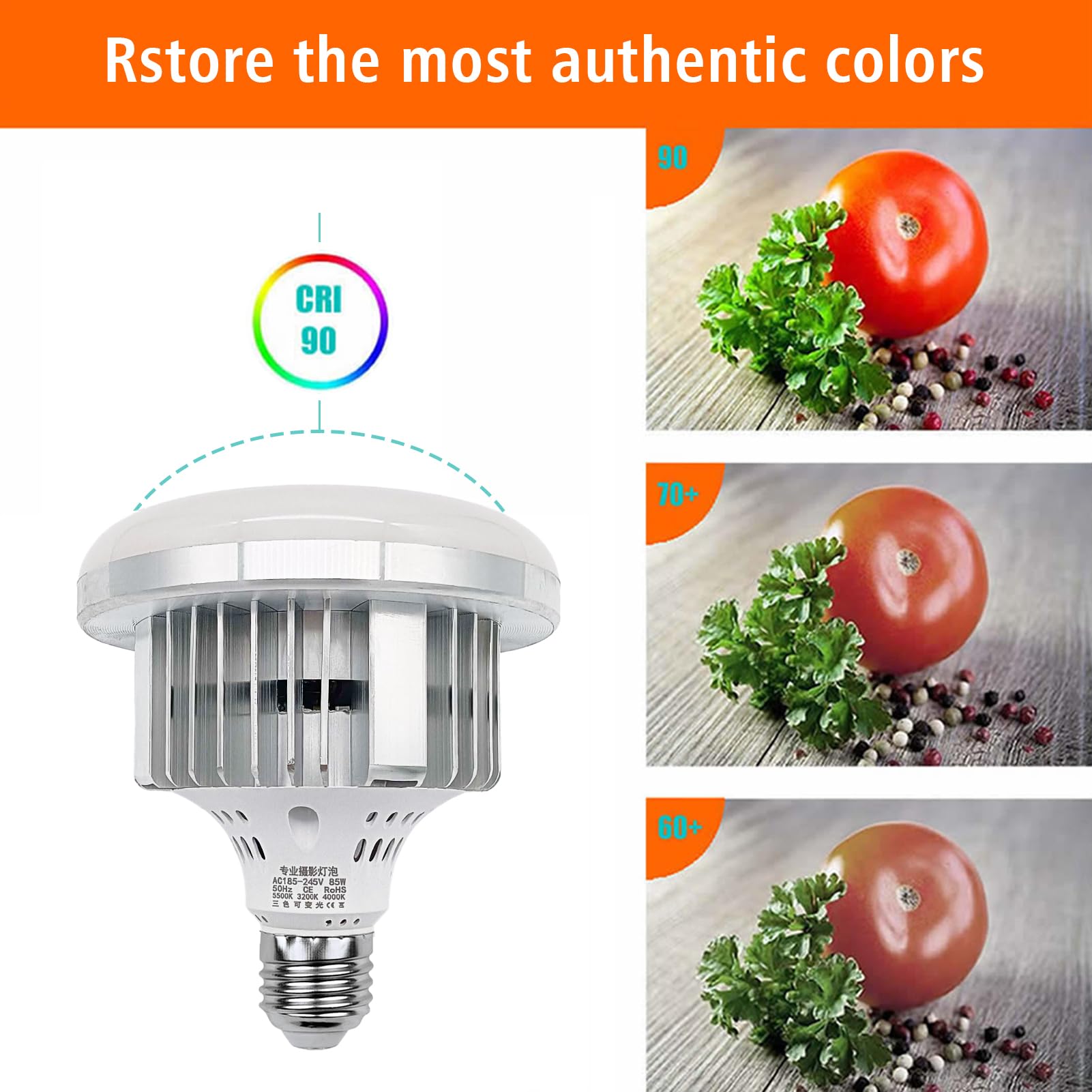 Andoer Studio fotografico Luce Illuminazione Telecomando 85W 3000K-6500K Fotografia Luce Risparmio Energetico Regolabile E27 Base per Studio Home Warehouse Office Hotel
