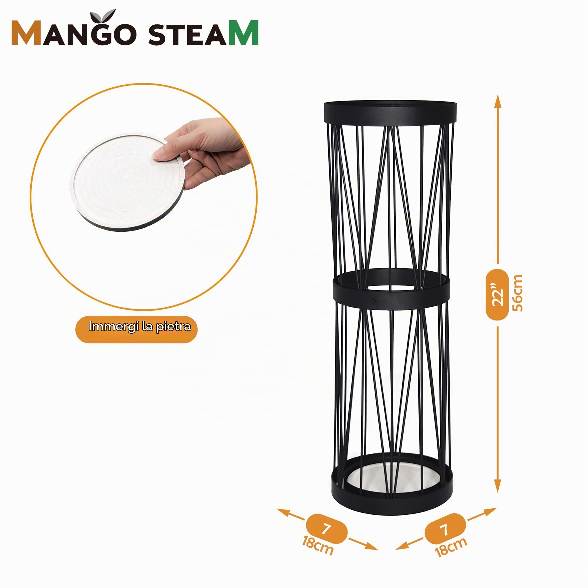 Mango Steam Pluvian™ Soakstone™ Portaombrelli (Alto, Nero)