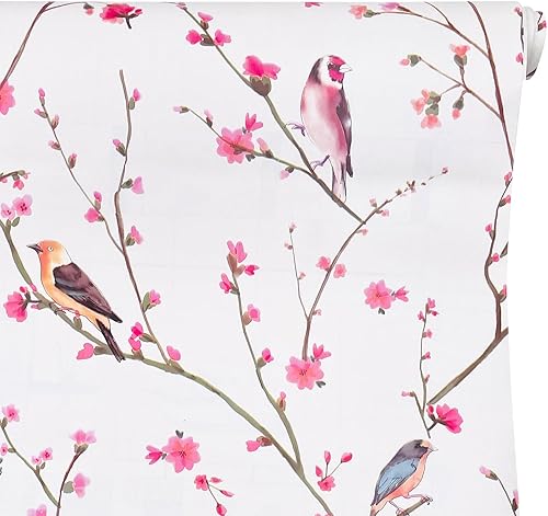 Miniatura 5 de Yifely Peel & Stick - Revestimiento de estante extraíble para cubrir apartamentos, armarios de mesitas de noche, pájaros melocotón, 17.7 pulgadas