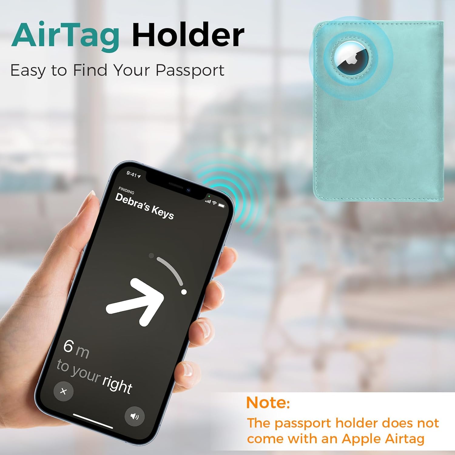 Passport Holder for Travel Women Men - Passport Cover Wallet with Airtag Slot - RFID Blocking PU Leather Passport Holder Case with Card Holder, Pen Slot - Blue - Image 3