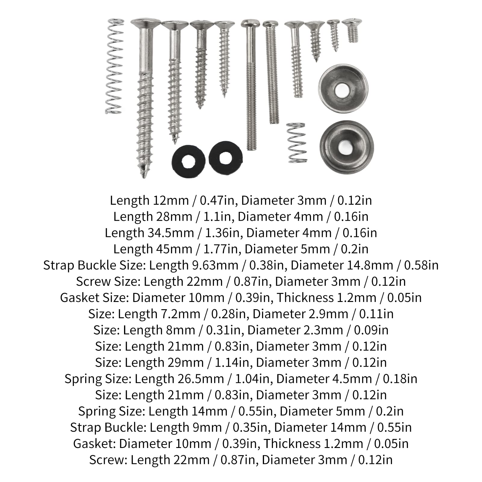 Kit de Tornillos para Guitarra Eléctrica Juego Surtido de Correas de Tornillos de Metal de Primera Calidad con Arandelas de Resorte para Reparación y Mantenimiento de Guitarras (Plata)