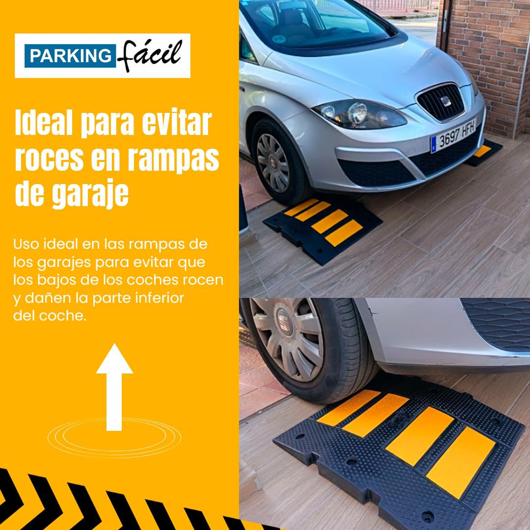 Pack de 2 Reductores de Velocidad de Caucho 5×60×50 cm Antideslizantes para Aparcamientos