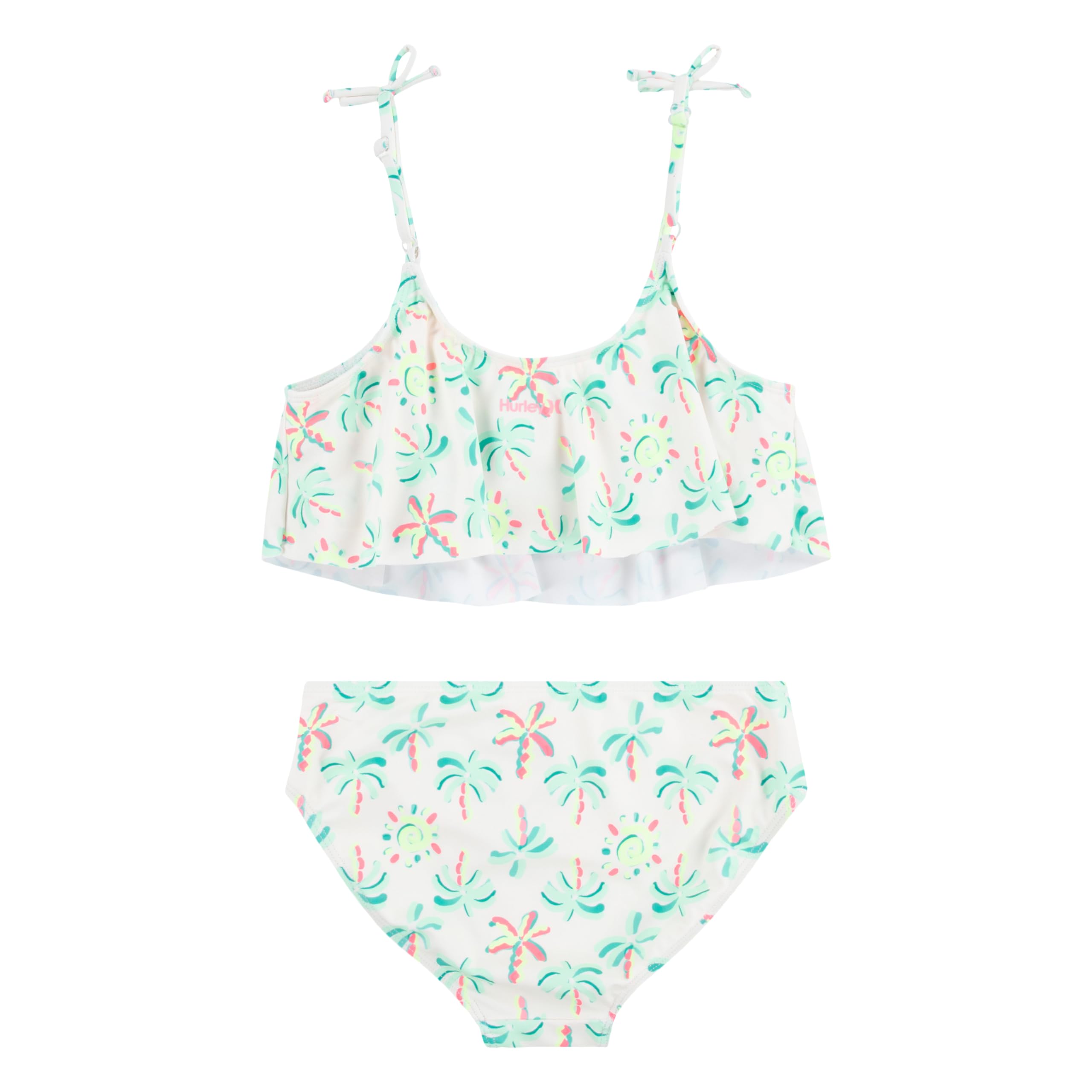 Hurley Dziewczęce bikini 2-częściowe bikini dwuczęściowe, jasna kość słoniowa/zieleń rafowa, 24 Miesiące