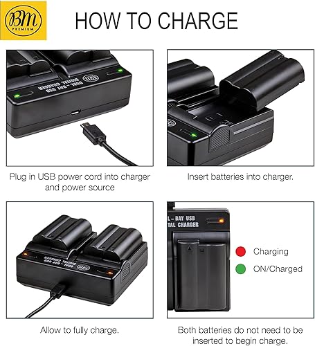 Miniatura 4 de BM Premium Paquete de 2 baterías EN-EL15C de alta capacidad y cargador de batería de doble bahía para Nikon Zf, Z5, Z6, Z6II, Z7II, Z8, D780, D850,