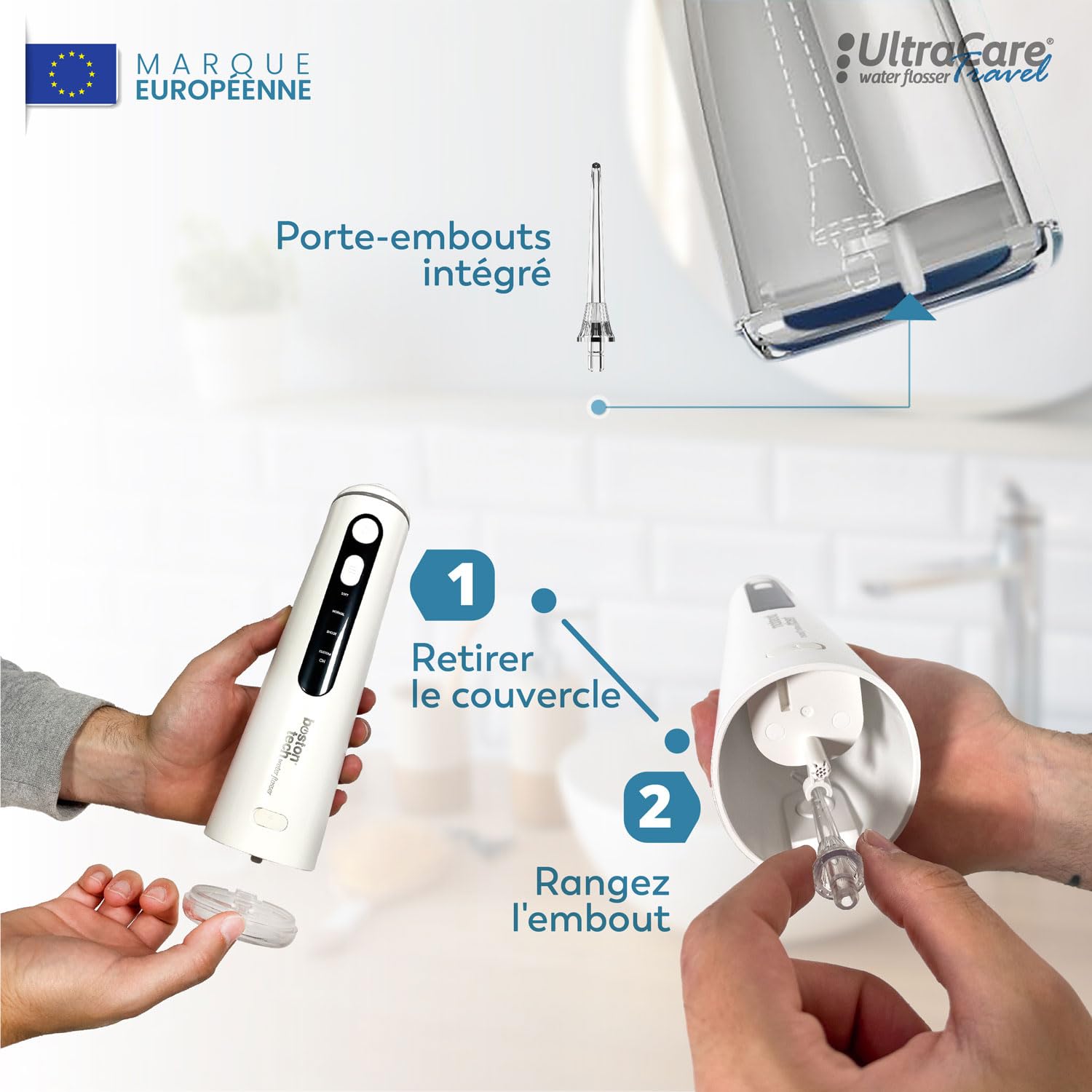 Aquapik® 100 Hydropulseurs dentaires professionnels |Élimine la plaque + Recommandé par les dentistes | (F. PORTABLE)