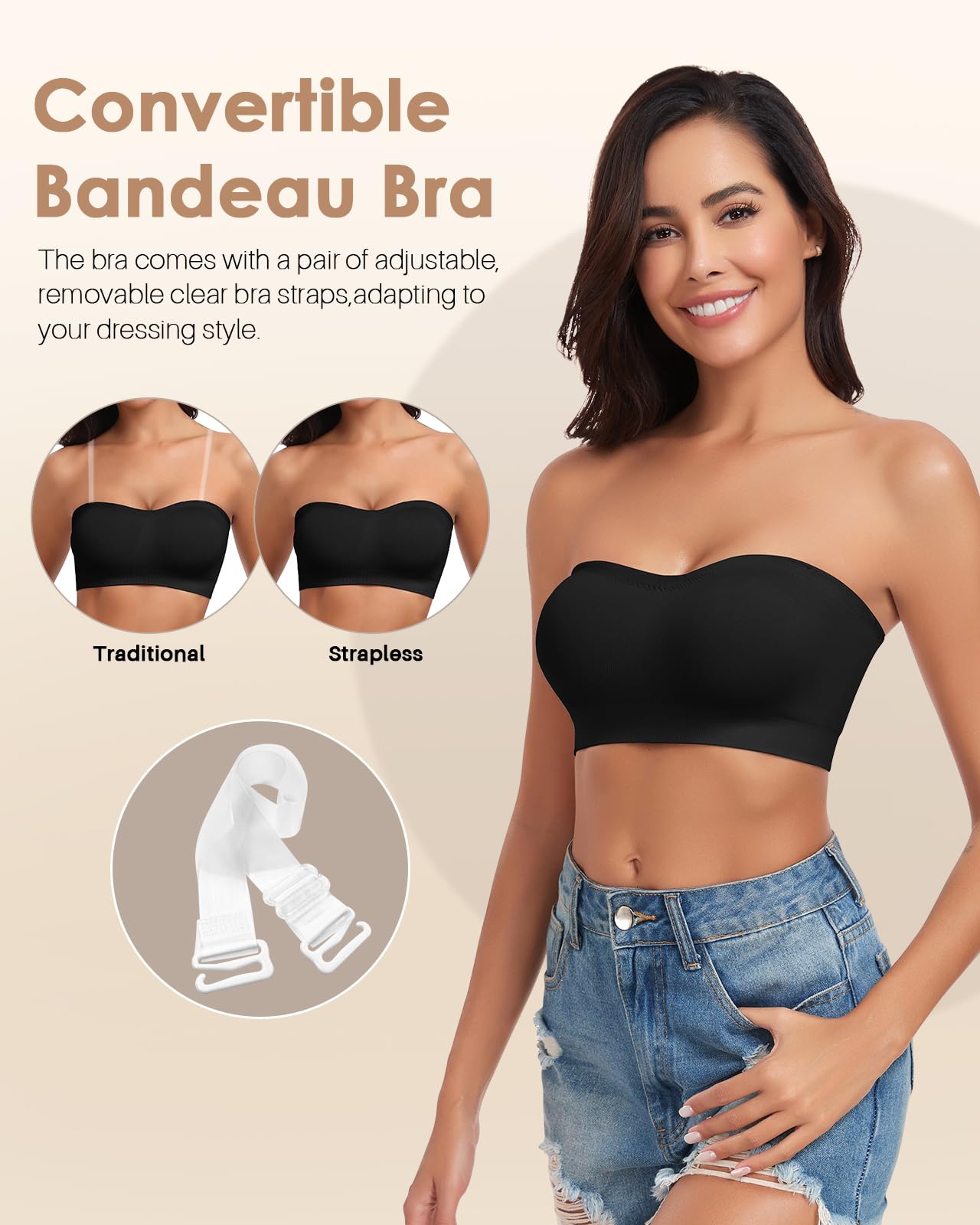 LEYSHE Reggiseno Senza Spalline per Donna Reggiseno a Fascia Imbottito Reggiseno a Tubo Senza Cuciture Top a Fascia Antiscivolo