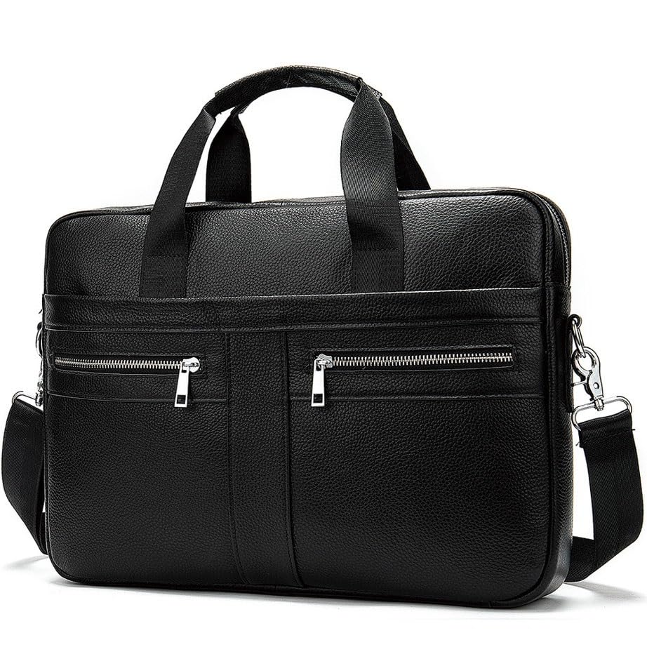 PTEXTU Men's Leather Briefcase Business Men's Bag Cowhide Top Layer Hand-held Men's Shoulder Crossbody Bag2