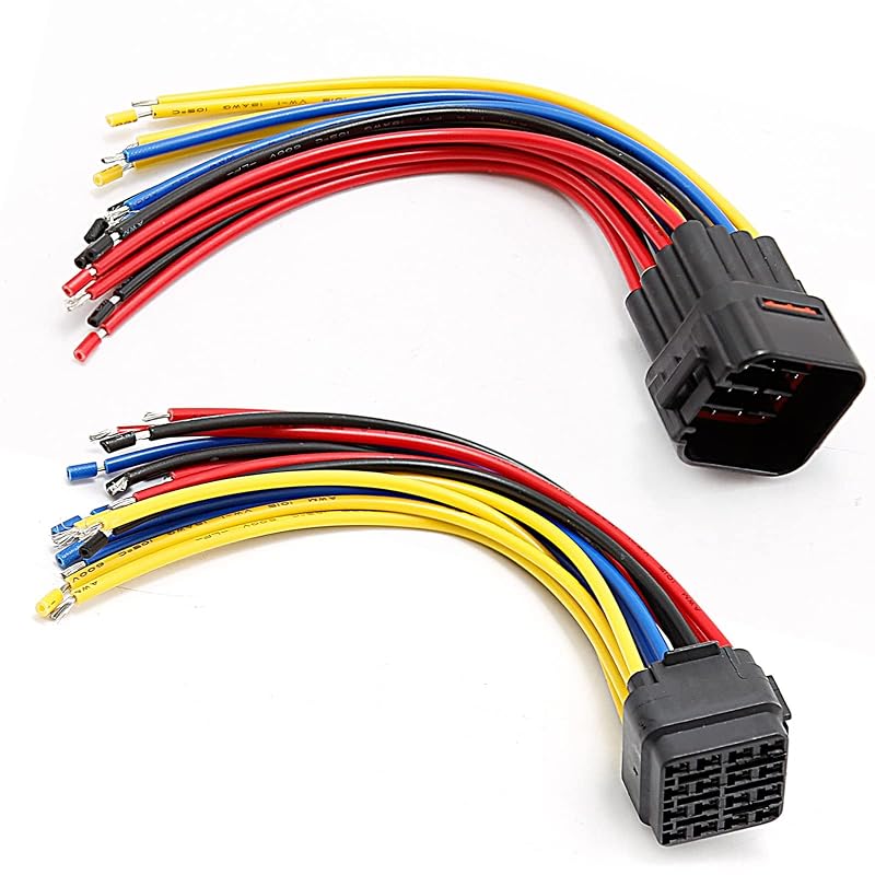 Conector elétrico automotivo à prova d’água EATAKWARD 16 pinos com cabos macho e fêmea – 15,24 cm