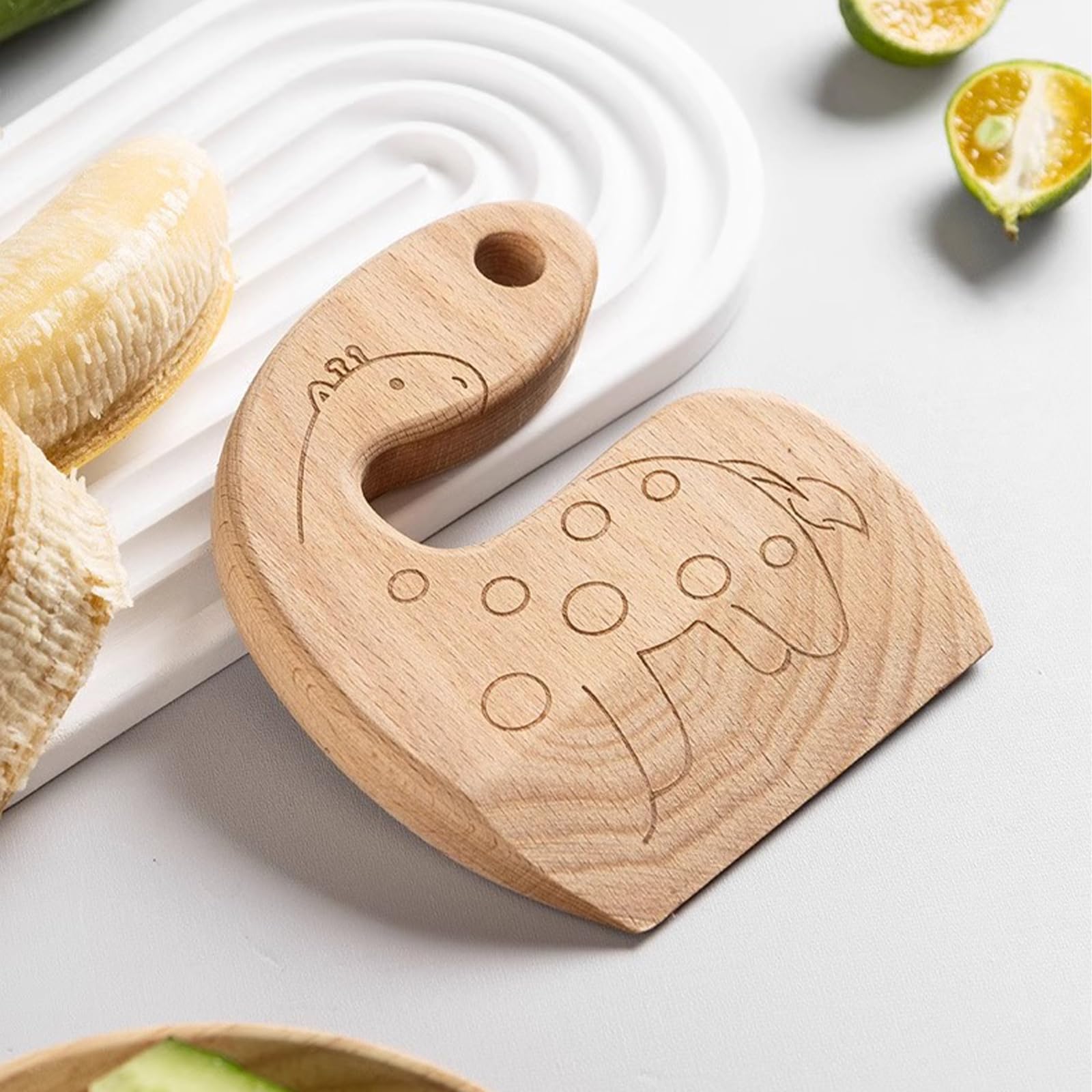 Cuchillo de Madera para Niños Montessori Utensilios Cocina que no Corta Dedos para Cortar Frutas y Verduras 2 Años