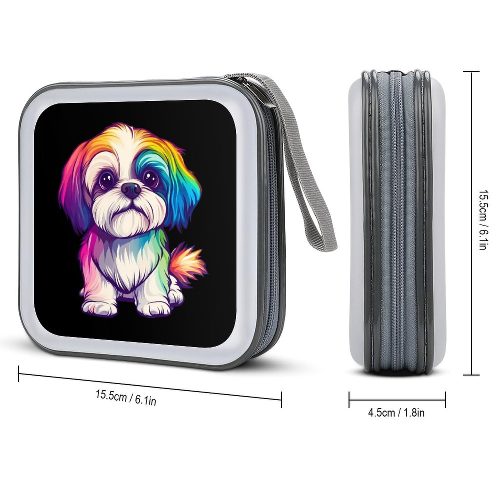 Colorful Shih Tzu CD Case Portable DVD Holder Storage Organizer for Home Travel