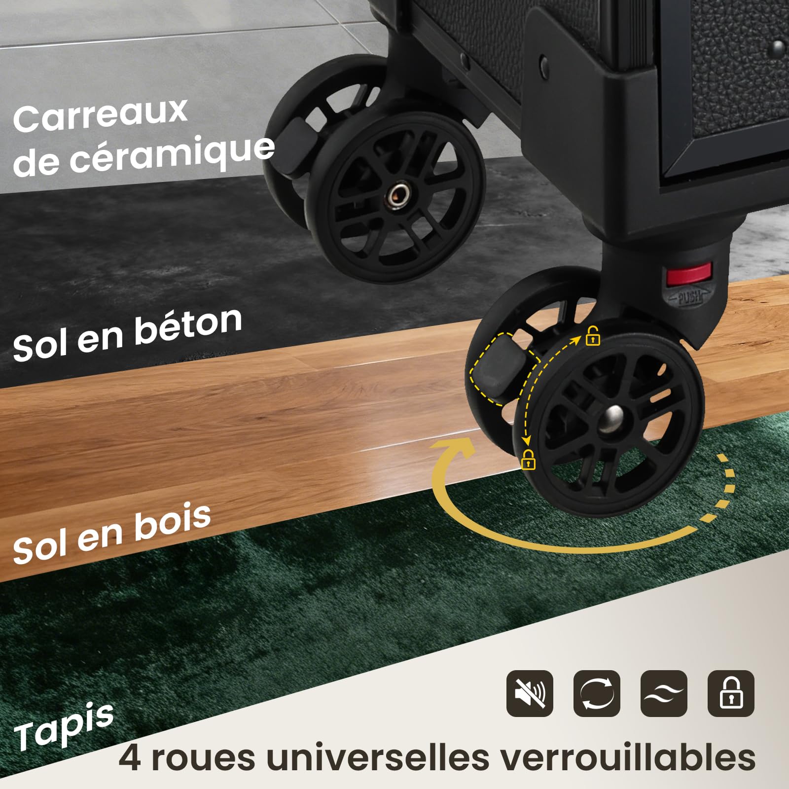Trolley Make Up 2 Large Drawers Trolley Trolley Beautician Suitcase Professional Makeup Beauty Case Travel Tattoo/Hairdresser Case, Black - 4