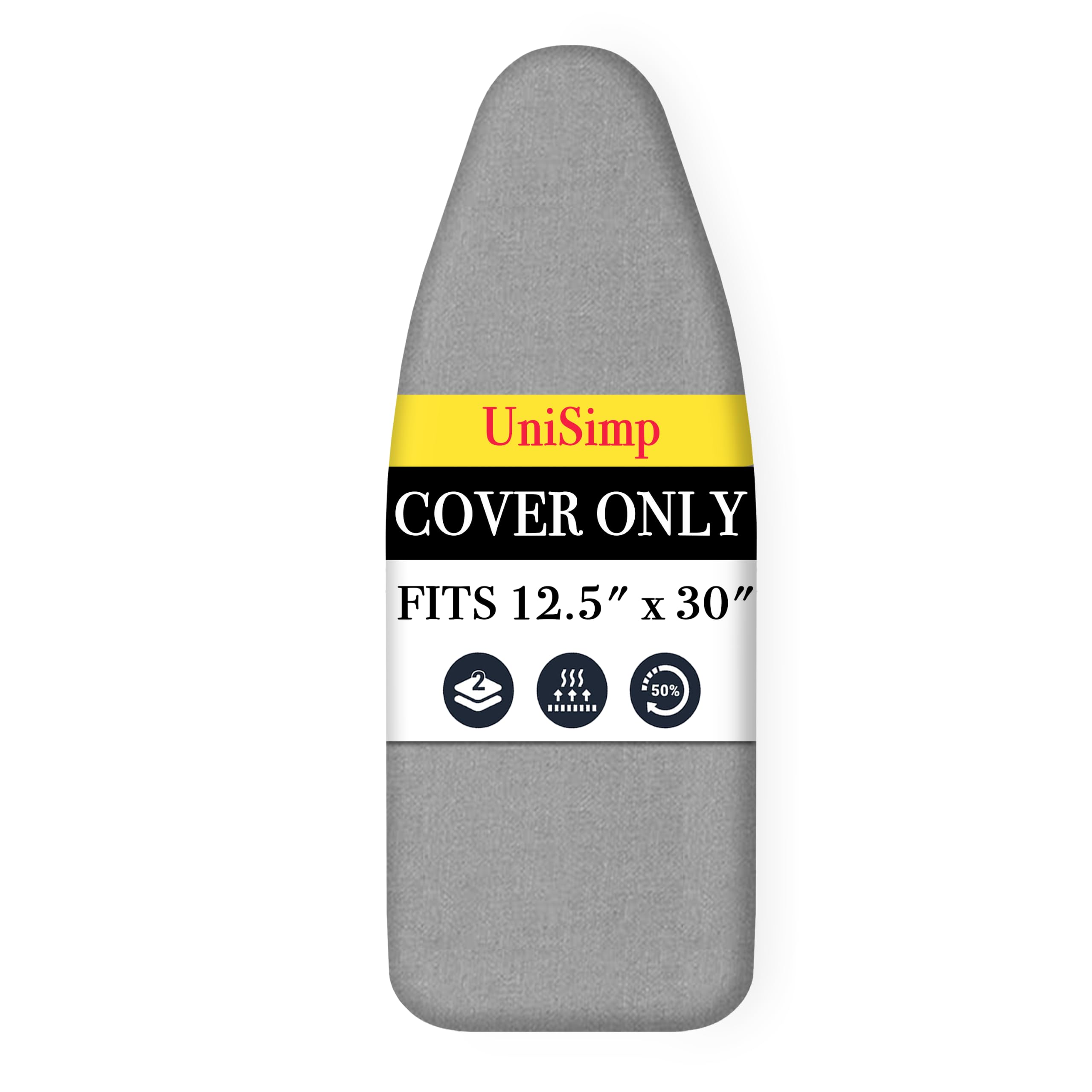 UniSimp Small Ironing Board Cover and Pad 12.5x30, Gray