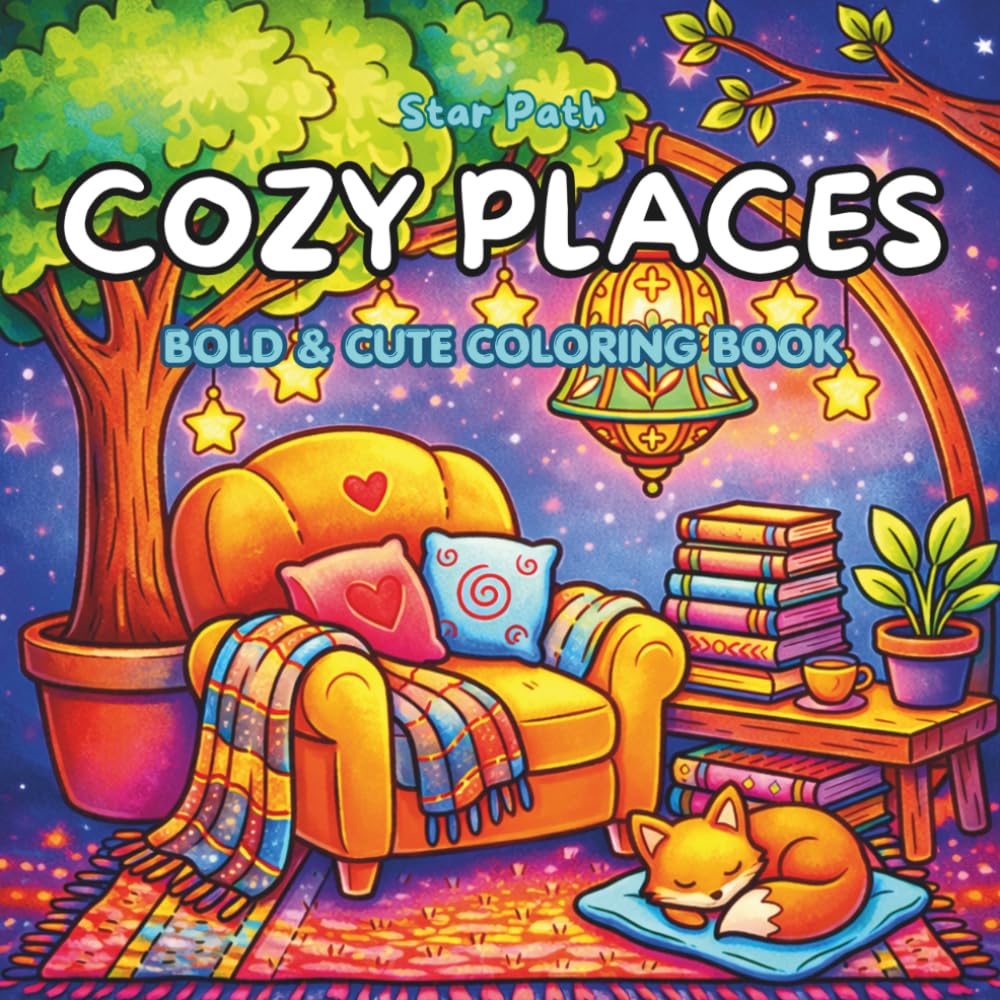 COZY PLACES: Coloring Book for Adults and Teens,Super Cute Designs of Cozy for Stress Relief and Relaxation
