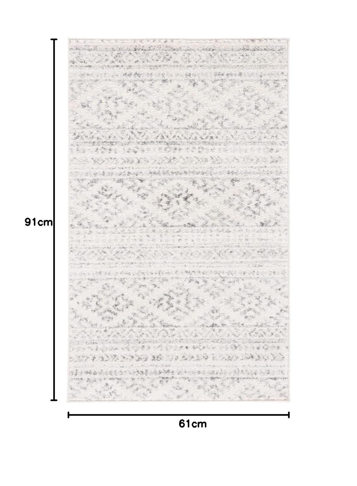 Safavieh Alfombra Boho Sala de Estar, Comedor, Dormitorio - Tulum Collection, Pelo Corto, Marfil y Gris, 62 x 240 cm
