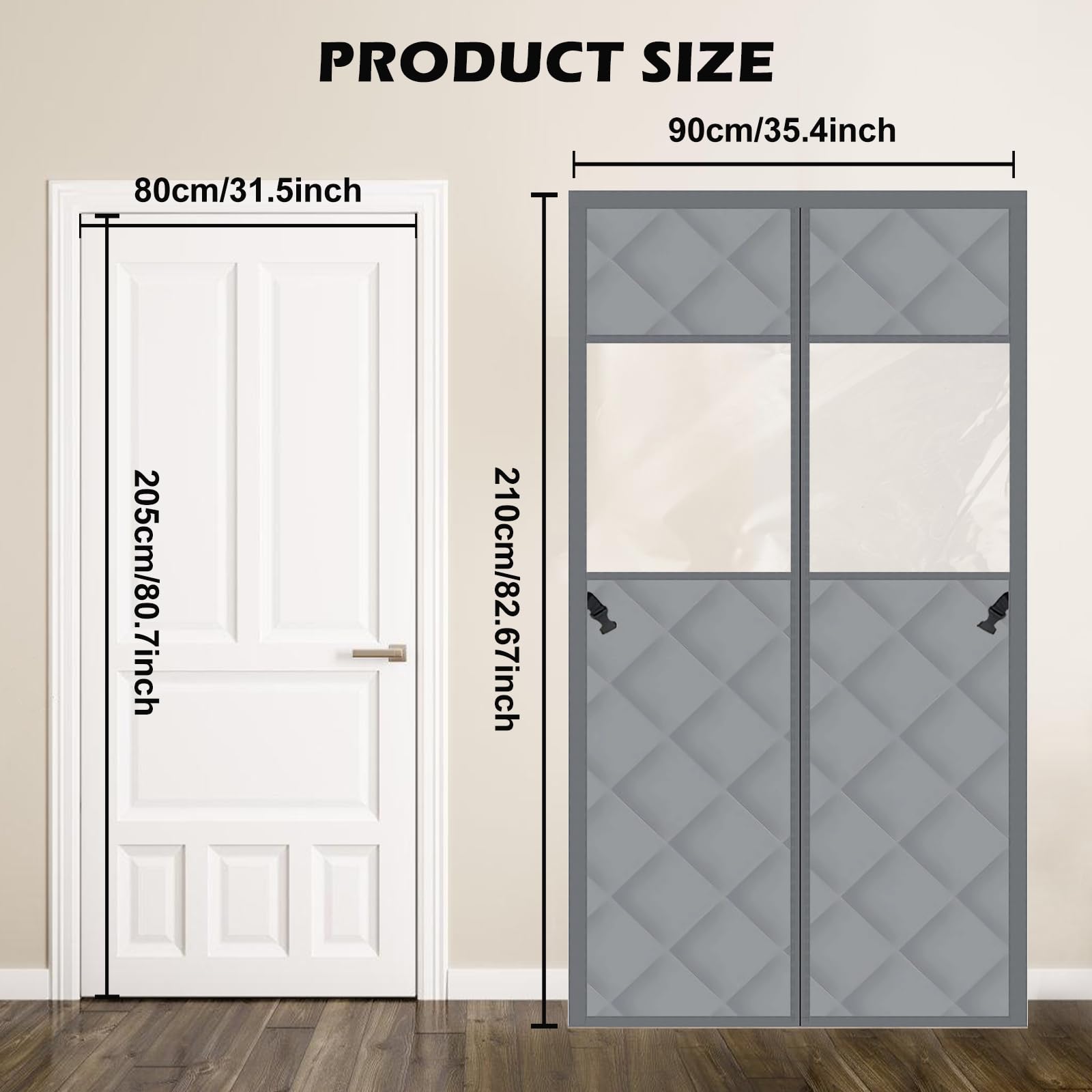 SUNOYA Tenda termica magnetica, protezione dal freddo, per porta, 90 x 210 cm, protezione dal freddo, per porta, inverno, isolante, antivento, impermeabile, con finestra trasparente