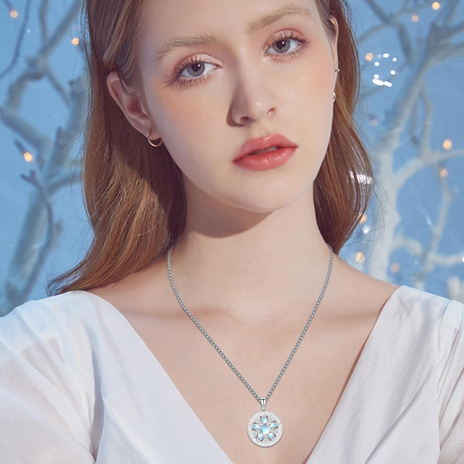 Aniu Collana Argento Sterling 925 Ciondolo Tetragrammaton/Nodo Celtico/Pentagramma/Tripla Luna/Tartaruga Gioielli Amuleto Stregoneria Wicca Regali per Donna Uomo