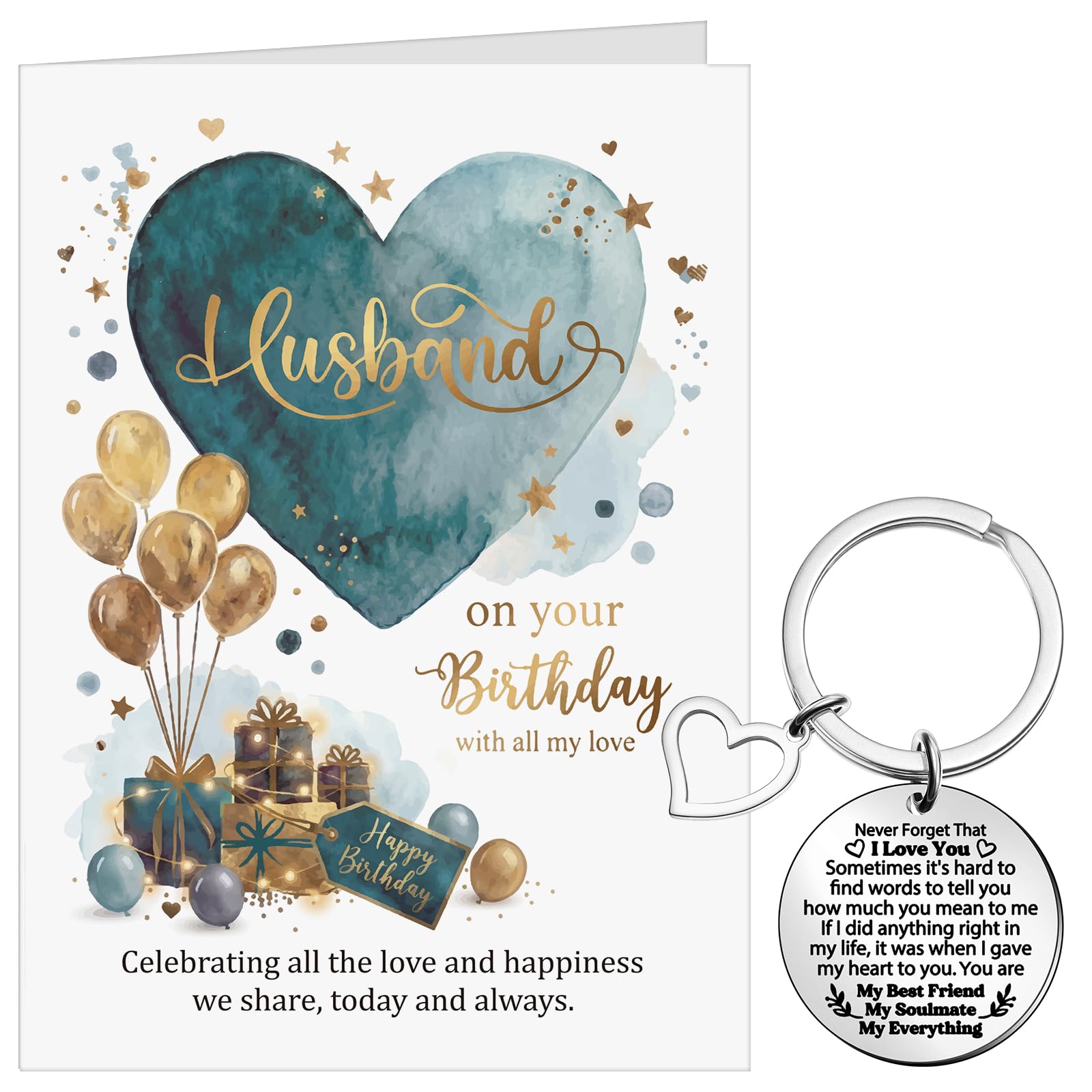 Tenare Husband Birthday Card Gift Set with Engraved Keepsake Keyring and White Heart Envelope from Wife, Loved You Yesterday, Love You Still' Romantic Gifts for Him, Fiance Male