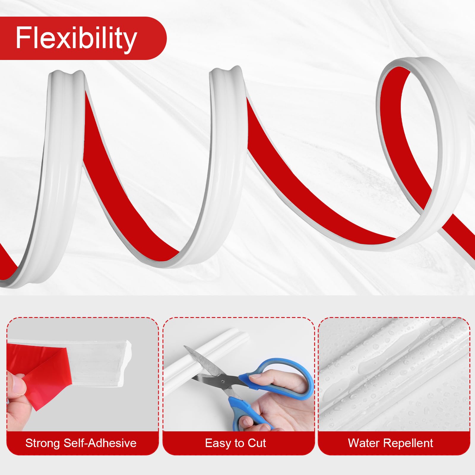 Storystore Moldura de paneles para despegar y pegar, tira de paneles de pared autoadhesiva, riel flexible para silla clásica para decoración del hogar (2,3 x 3 m, 2 rollos)