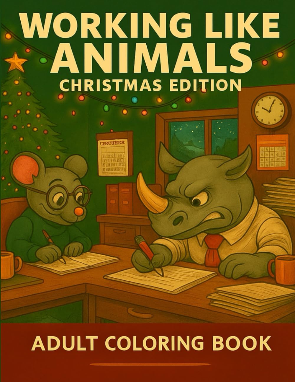 Working Animals book colours for adults: A Christmas coloring book for adults