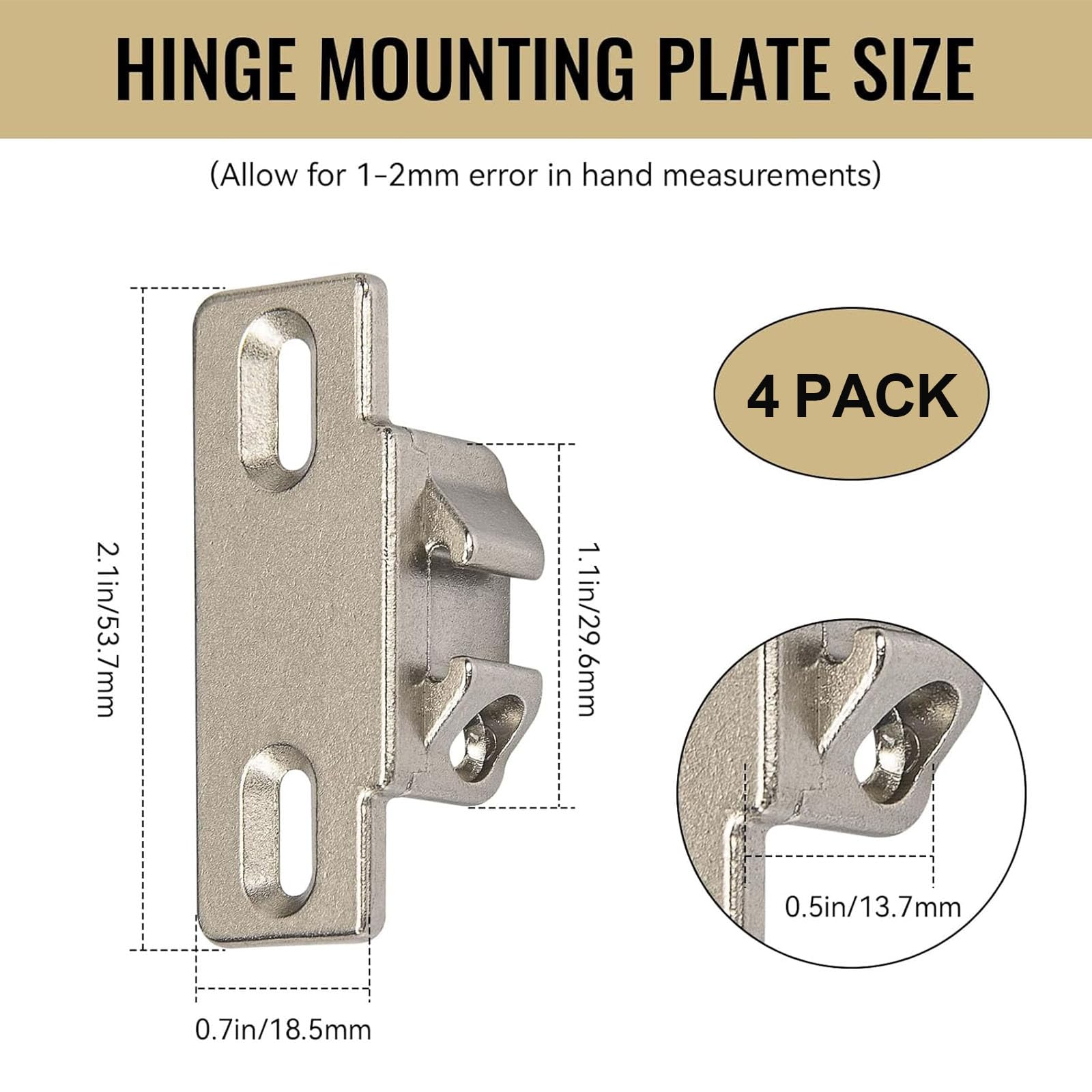 4 Pack Hinge Mounting Plate Replacement for Blum 1 3/8" Over -3
