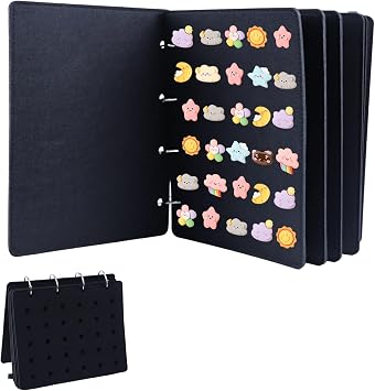 Les-Theresa 8 Pages Enamel Pin Display Pages, Pin Collection Display Book 10.2X8.4In Pin Collector Storage, Brooch Holder Page-Flip Pin Display Holder, Enamel Pin Display Stand For Store 180 Black