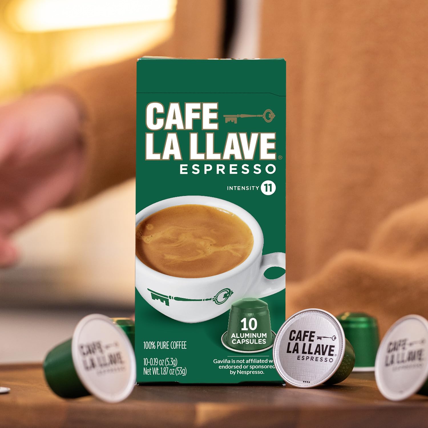 Cafe La Llave Kapsułki do espresso, 40 sztuk aluminiowych kapsułek nadających się do recyklingu, intensywność 11, kompatybilne z oryginalnymi ekspresami do kawy Nespresso