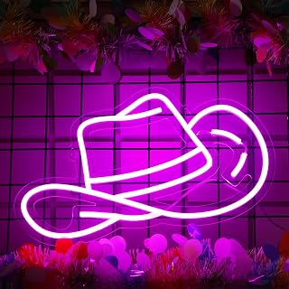 Bonuci Cowboy Hat Neon Sign Cowgirl Themed Party Decorations Preppy LED Neon Light Sign Y2k Lighting Aesthetic Room Decor for Preppy Girls Bedroom Dorm Wall Decor(Cowboy Hat)