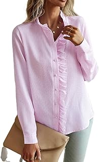 Camisa de Manga Larga Temperamento Viajero Moda Top-Rosa-L
