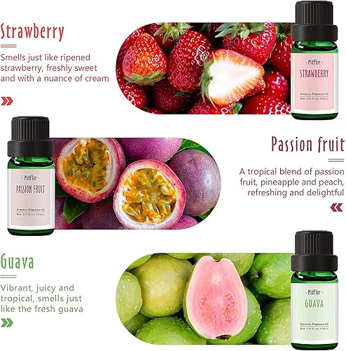 Miniatura 3 de MitFlor - Aceites esenciales de frutas, aceite aromático prémium para hacer jabón de velas, 0.3 x 0.3 fl oz, difusor refrescante de verano, aromas