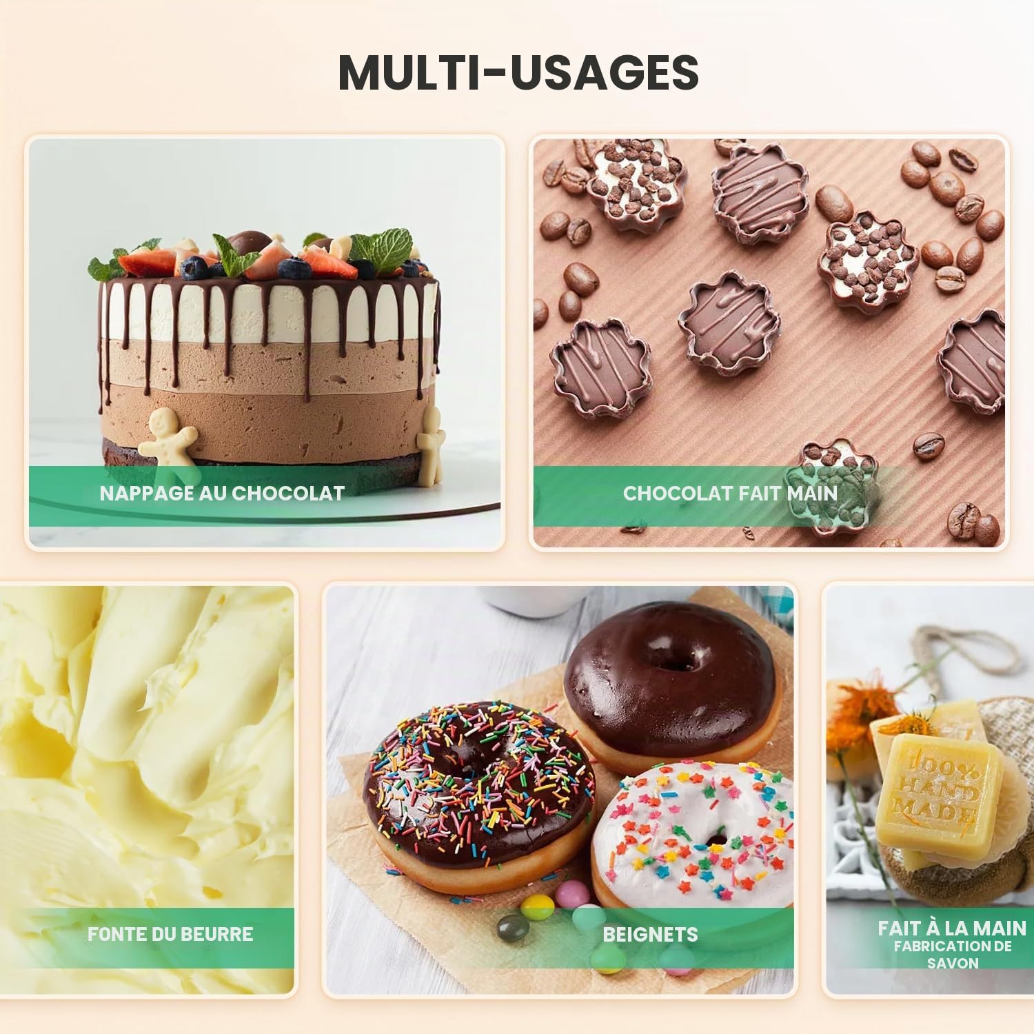 Huanyu Tempéreuse à chocolat avec 2 pots 30℃-110℃ Machine à fondre le chocolat Fondoir à chocolat commercial 800W Pot de fusion de chocolat chauffant à l'eau