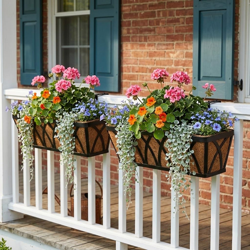Lot de 2 pots de fleurs suspendus en métal de 61 cm de long avec motif croix