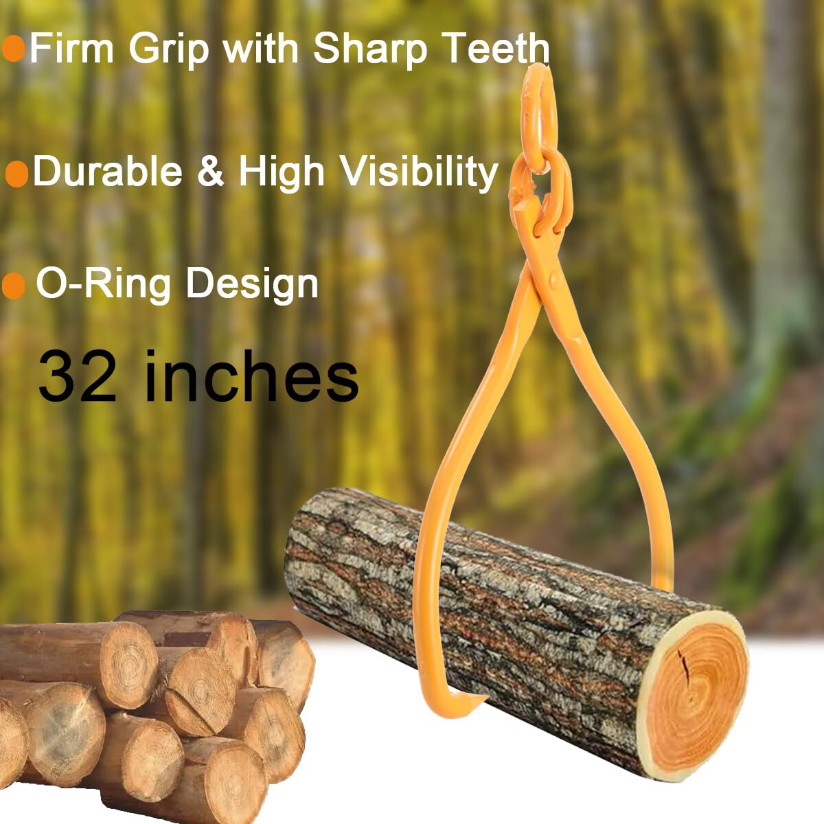 Pince forestière pour troncs d'arbres jusqu'à 810 mm - En acier - Force de traction : 900 kg - Pince de levage avec 2 mandrins de serrage - Outils forestiers pour soulever et transporter des