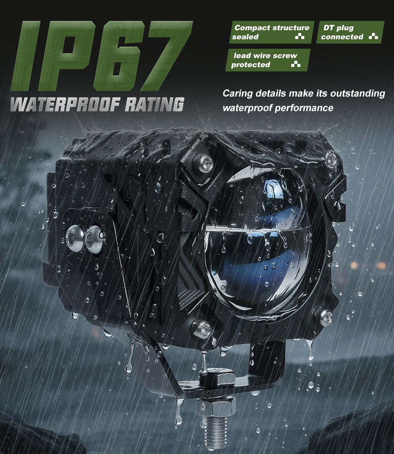 EXZEIT Motorcycle Auxiliary Light Kit, White and Yellow High Low Beam Driving Lights Fog Light, Compatible with Motorcycle ADV ATV UTV Car Truck, 12V/24V