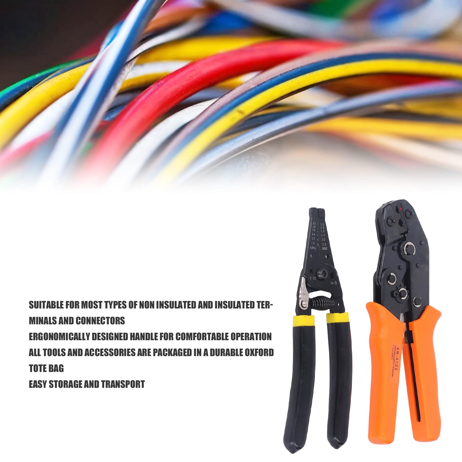 Kit de Alicates de Crimpado con 4 Mordazas Intercambiables para Terminales Eléctricos, Pelacables y Cortador Incluido