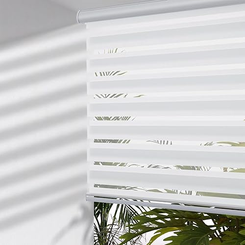 MYshade Persianas sin cordones de cebra para ventanas, persianas de doble capa para filtrar la luz, persianas de día y noche para cocina,