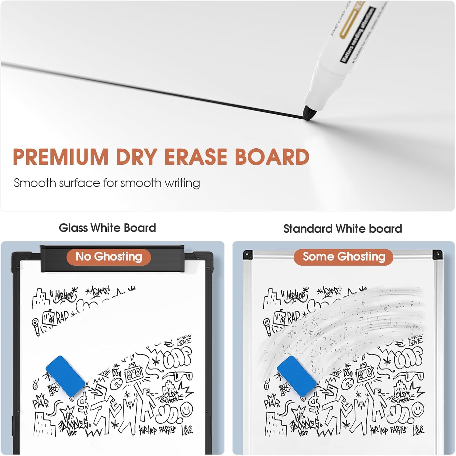 MaxGear Double-Sided Whiteboard with Stand, 36" x 24" Large Dry Erase Easel Board, Height Adjustable Aluminum Alloy Frame, Portable Stable A-Stand for Office & Classroom
