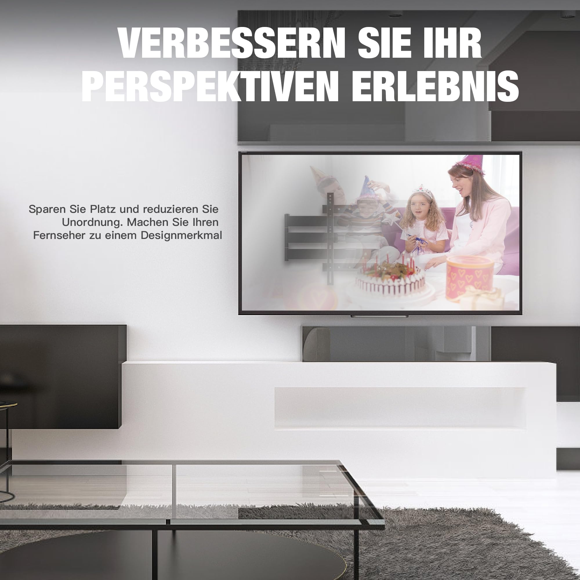 1200mm Wandabstand, Tv Wandhalterung, Langer Schwenkarm, Neigen, Schwenken, Rotieren, Ausziehen, 32-80 Zoll LCD/LED/OLED Fernseher 50 kg Tragkraft VESA 600x400mm Tv-Halterung | Rotieren, Ausziehen, 32-80 Zoll LCD/LED/OLED Fernseher 50 kg Tragkraft VESA 60