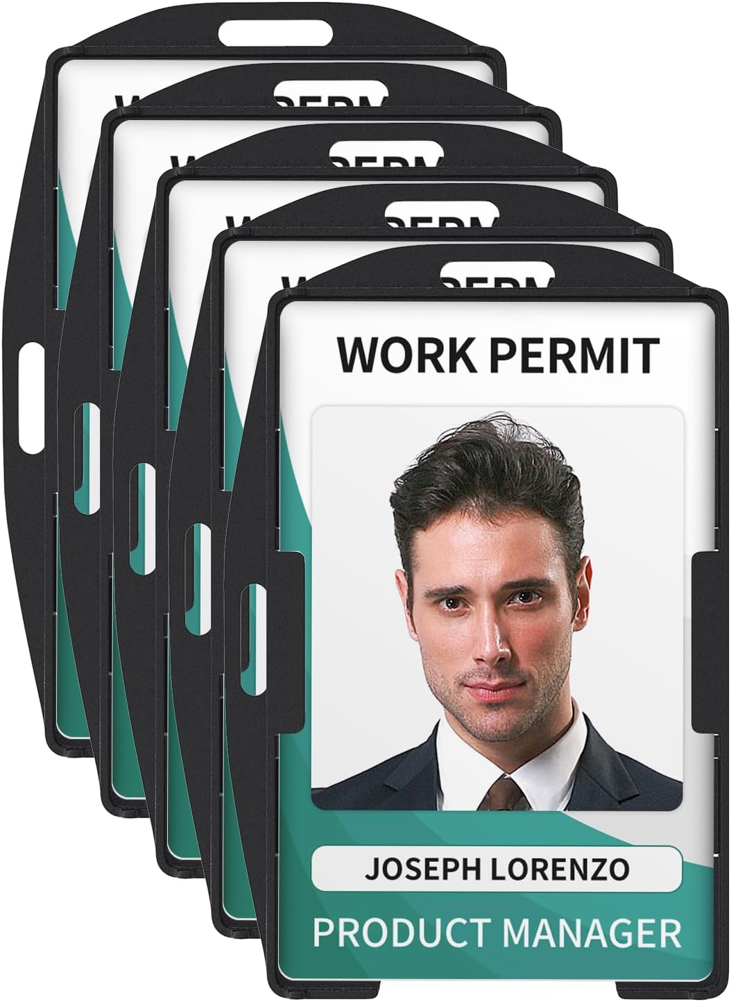 Pawfly 5 Pack Vertical and Horizontal 2-Card Badge Holder Double-Sided Hard Plastic Case with Grippers Fully Exposed Black Protector for Offices School IDs Credit Cards Driver’s Licenses and Passes