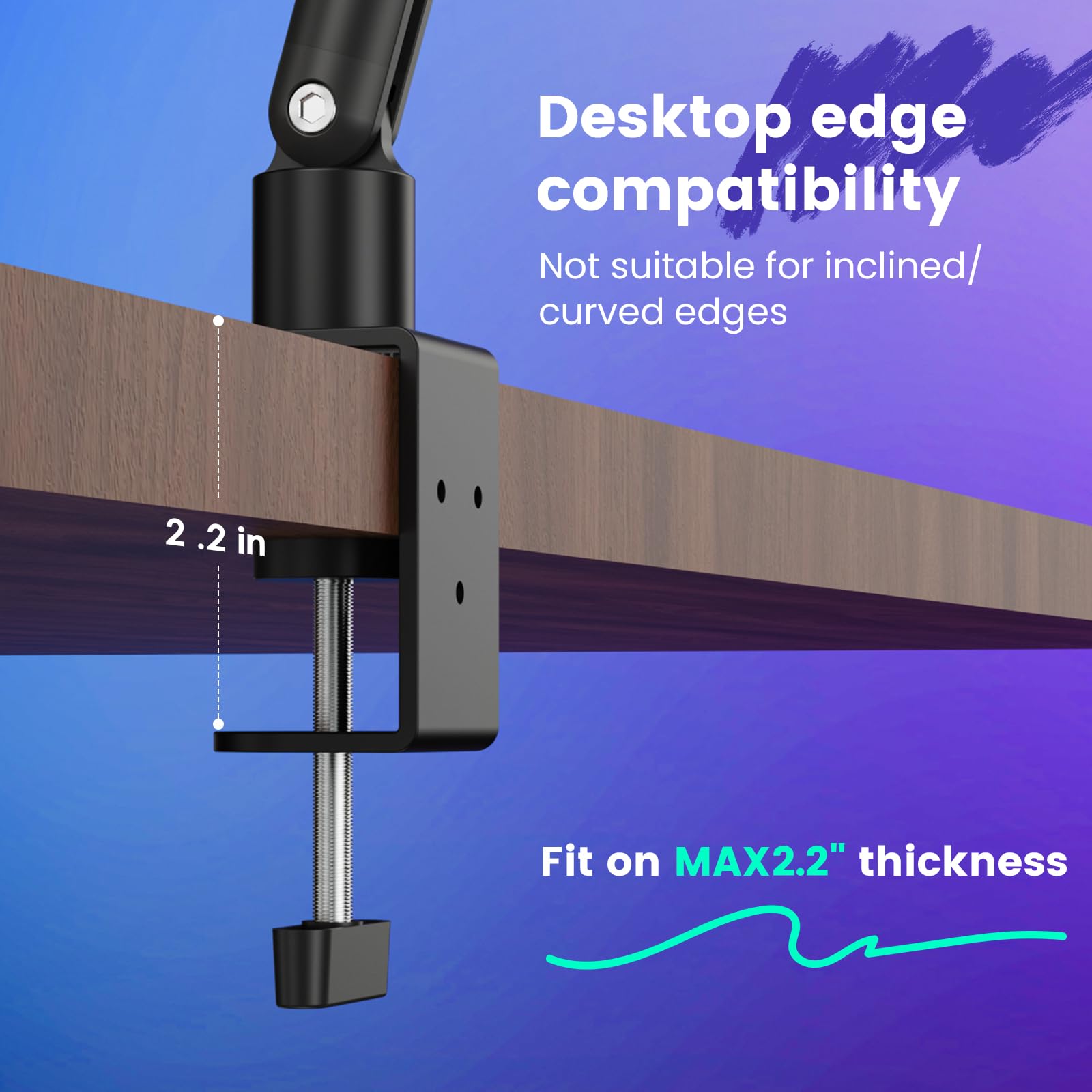 Mikrofon Arm, Microphone Boom Arm Auf/Ab voll verstellbar Mikrofonarm Ständer Halterung mit hoher Kompatibilität, für Gaming, podcast, Aufnahme, 24 cm +24 cm +24 cm (Black)