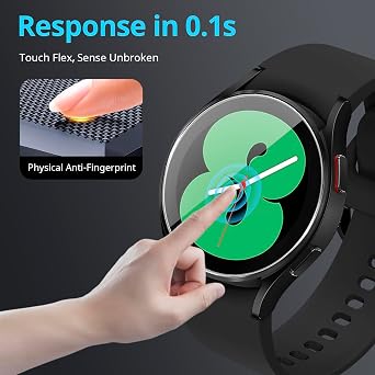 WalkerFit Screen Protector for Samsung Watch, Protector Case 40/42/43/44/45/46/47mm Accessories, HD Anti-Fog Tempered Glass Protective Film, Face Cover Set, Watch Protector for Women Men (4, 40mm)