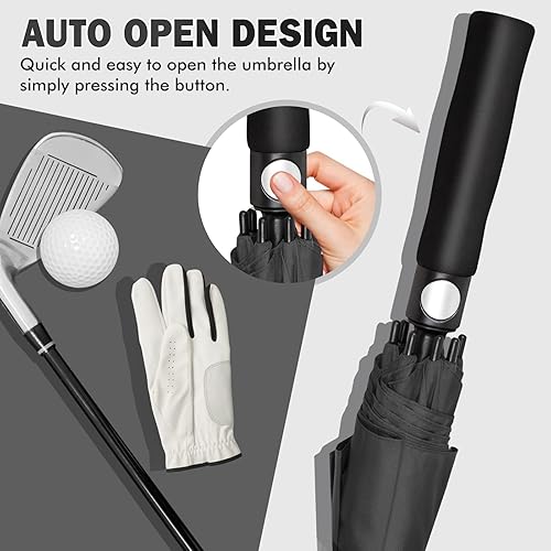 Miniatura 6 de ZOMAKE Paraguas grande de golf de 51546268 pulgadas, doble toldo ventilado, resistente al viento, paraguas de golf para lluvia, apertura automática,
