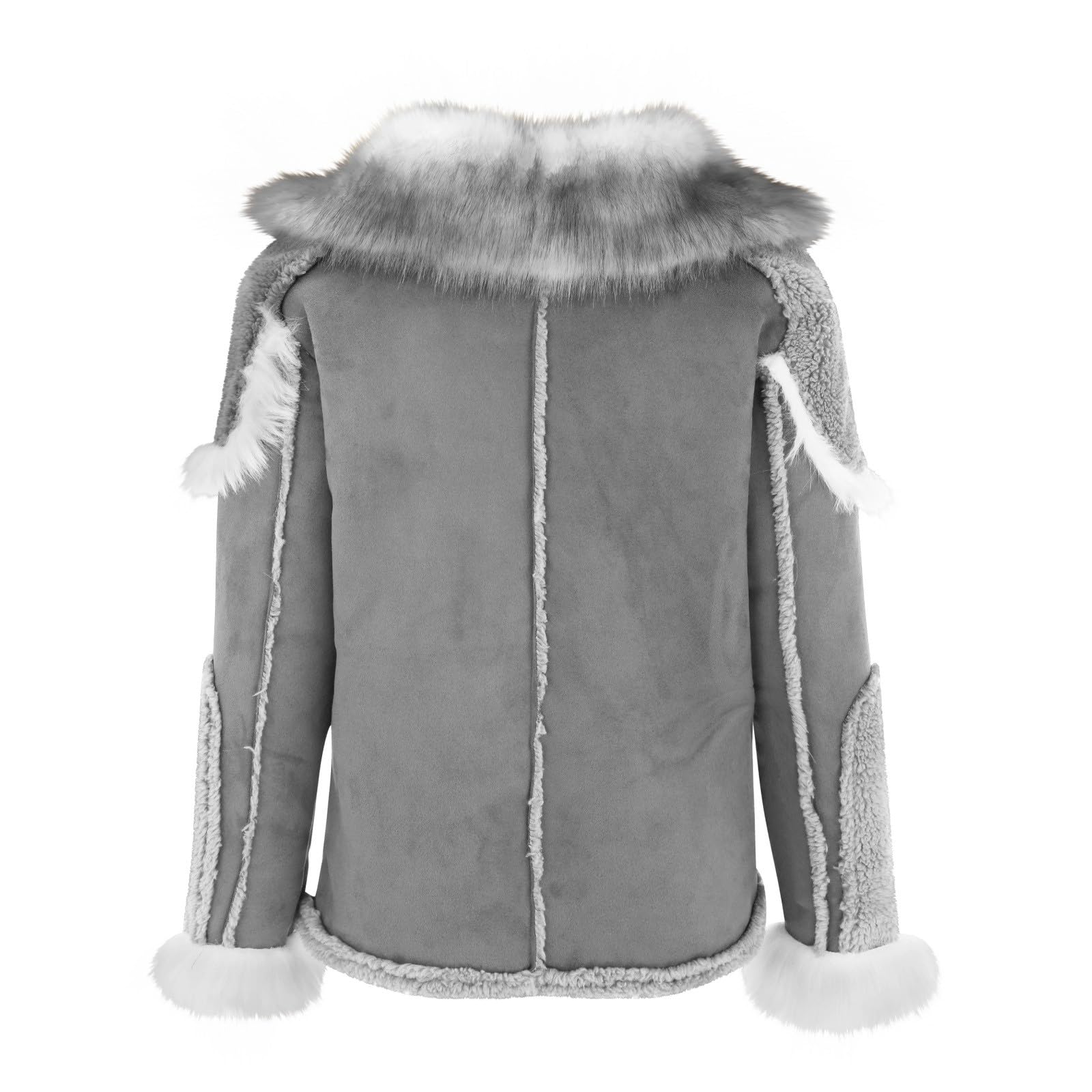 Herren-Parka, Lammfellmantel, dick, warm, langärmelig, Kunstfellkragen, Sherpa-Mantel, große und große Parka-Jacken