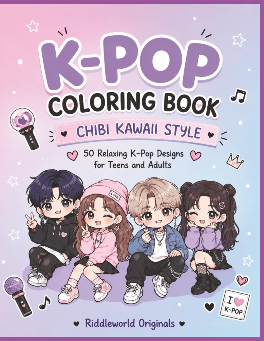 K-Pop Coloring Book Chibi Kawaii Style: 50 Relaxing K-Pop Designs for Teens and Adults